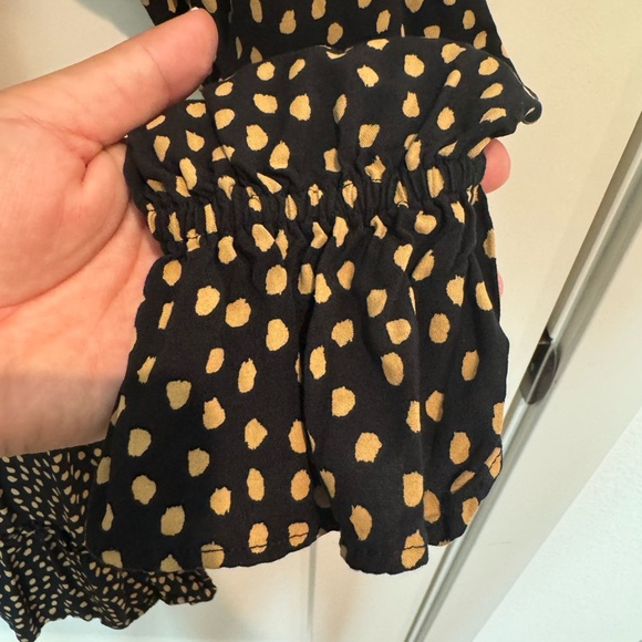 The Drop Women's Black/Tan Polka-dot Tiered V-neck Mini Dress - size Small - Picture 6 of 6